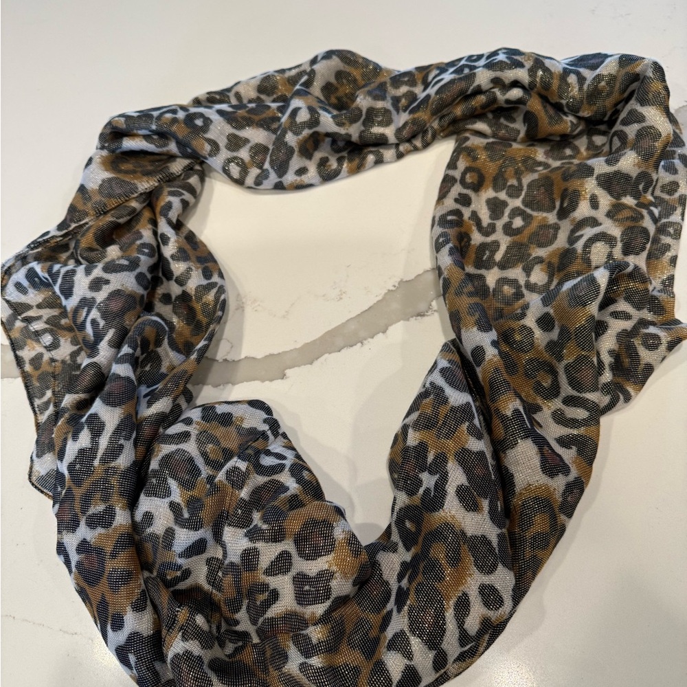 Metallic Leopard Print Infinity Scarf - Picture 2 of 4